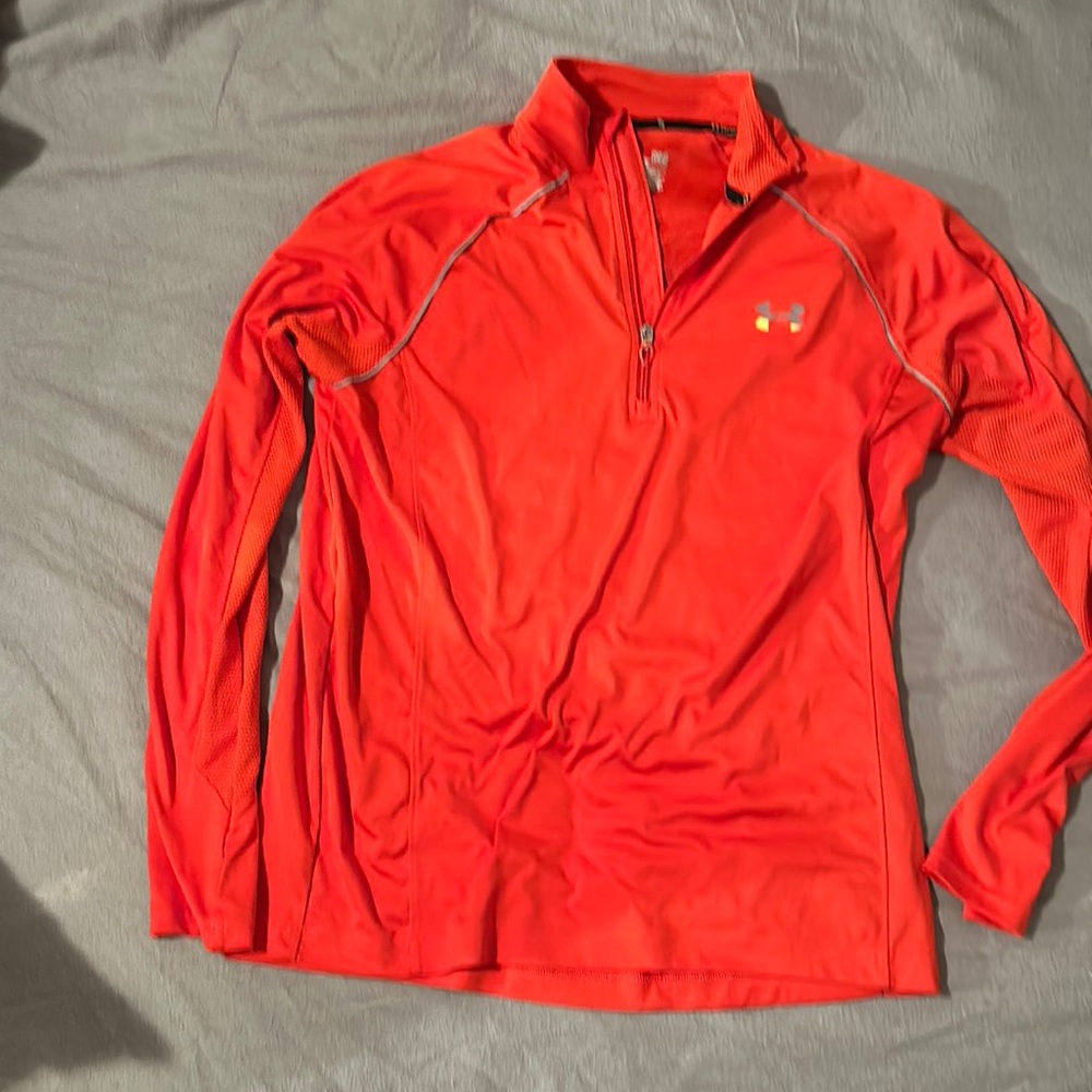 Men’s under armour red long sleeve 1/4 zip large